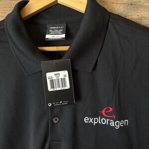 NIKE GOLF Polo Shirt Black Dri Fit w/Exploragen DNA Logo Mens 2XL